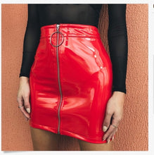 Load image into Gallery viewer, Kelly&#39;s High Waist Zip Leather Mini Skirt
