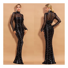 Load image into Gallery viewer, Hayley&#39;s High Neck Wave Sequins Maxi Dress
