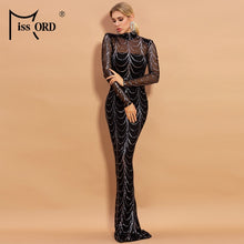 Load image into Gallery viewer, Hayley&#39;s High Neck Wave Sequins Maxi Dress
