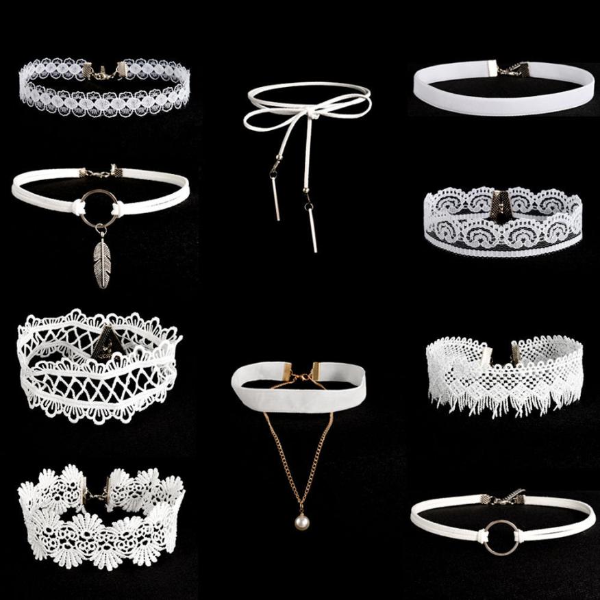 Whitney's White Velvet Choker Set