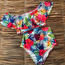 Load image into Gallery viewer, Flo’s Floral Ruffled V-neck High-waisted Two Piece Swimsuit
