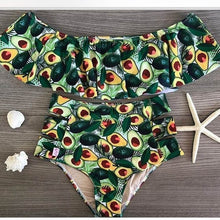Load image into Gallery viewer, Flo’s Floral Ruffled V-neck High-waisted Two Piece Swimsuit
