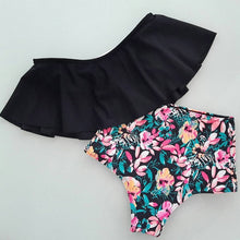 Load image into Gallery viewer, Flo’s Floral Ruffled V-neck High-waisted Two Piece Swimsuit
