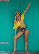 Load image into Gallery viewer, Flo’s Floral Ruffled V-neck High-waisted Two Piece Swimsuit
